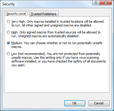 Macro Security Window