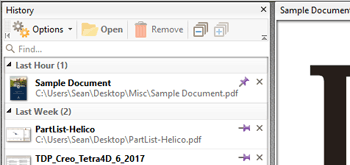 Use the History Pane to View/Open Recent Documents