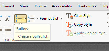 Text List Formatting Options