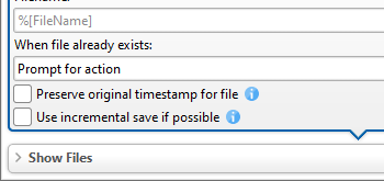 Incremental Save Option for the Save Documents Action