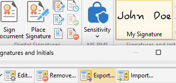 Export/Import Signatures and Initials
